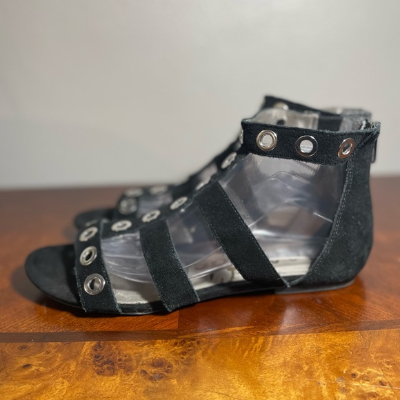 Sam Edelman Gladiator Sandal with silver grommets and zipper closure - Picture 2 of 7